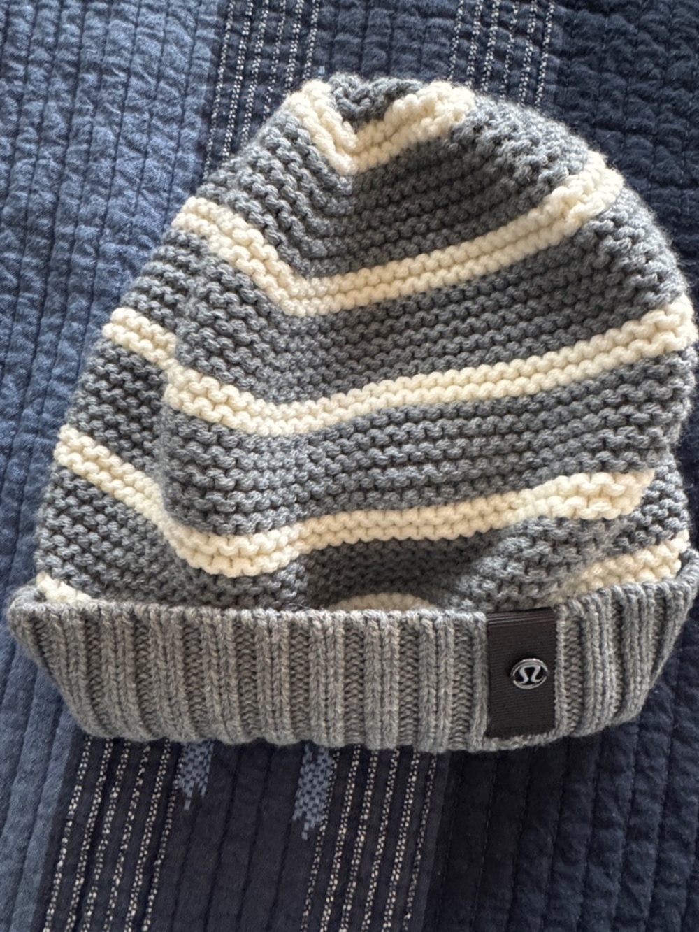 lululemon athletica Gray Striped Beanie